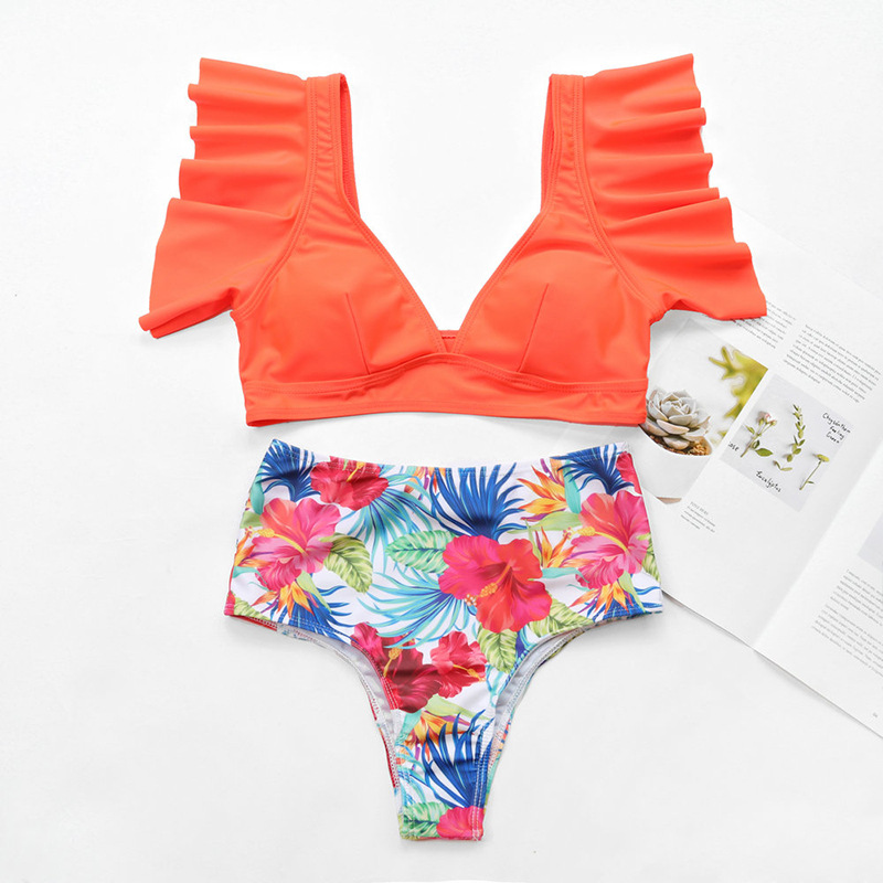 F4809-4 Rose Summer Days Floral High Waist Swimsuit Set